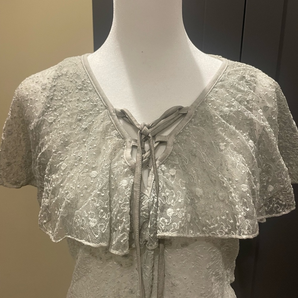 POL Sheer Flutter Ruffle Neck Blouse - Picture 2 of 8